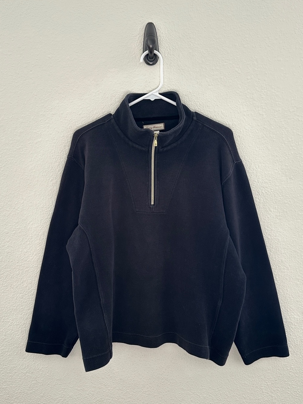 Tommy Bahama Navy Quarter-Zip Sweatshirt Cotton Blend Pullover Size XL